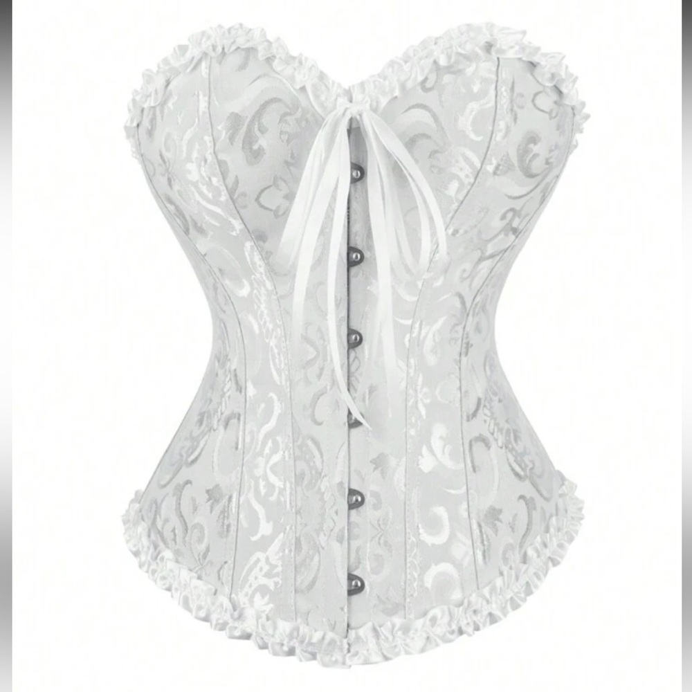 White Lace Frill Trim Bandeau Waist Trainer Plus Size 5XL